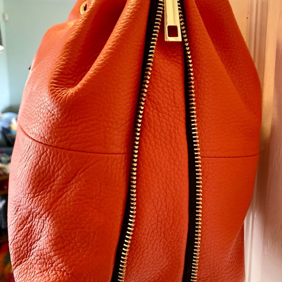 NWT A.Bellucci, Rich Mandarin Orange Colored Bag. 100% Full grain LEATHER! NEW - Picture 5 of 9